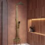 Brushed Brass Square Thermostatic Bar Bath Mixer Shower Set with Bath Filler Spout Slide Rail Kit & Hand Shower - Zana