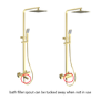 Brushed Brass Square Thermostatic Bar Bath Mixer Shower Set with Bath Filler Spout Slide Rail Kit & Hand Shower - Zana