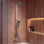 Chrome Square Thermostatic Bar Bath Mixer Shower Set with Bath Filler Spout Slide Rail Kit & Hand Shower - Zana