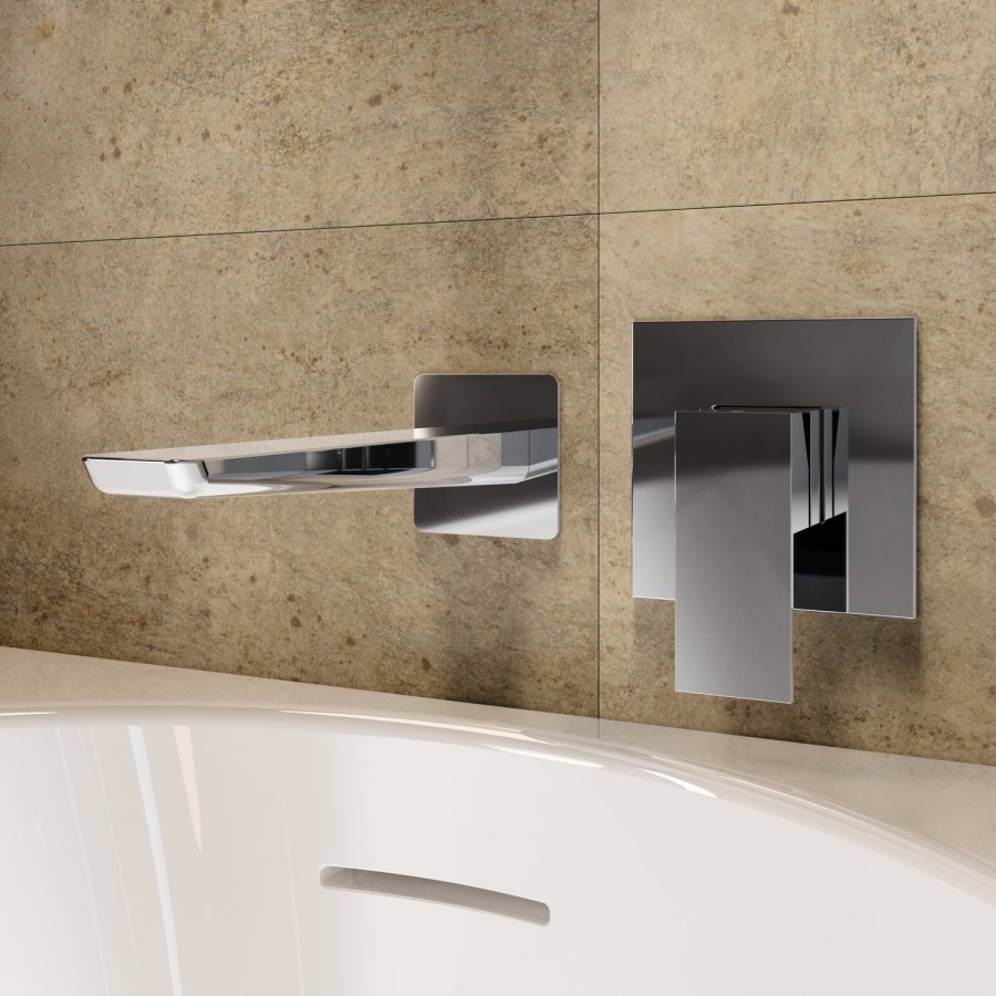 Chrome Wall Mounted Bath Spout - Zana