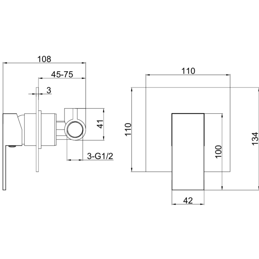 Chrome 1 Outlet Concealed Thermostatic Mixer Shower Valve - Zana