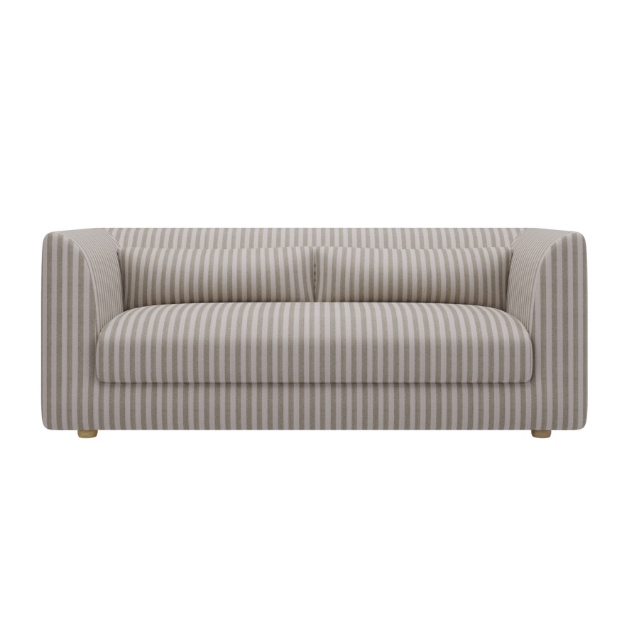 Beige Chenille Striped 3 Seater Sofa - Zeke