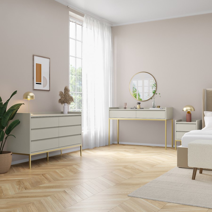 ONLY OPENED - Taupe Wide 6 Drawer Chest of Drawers - Zion