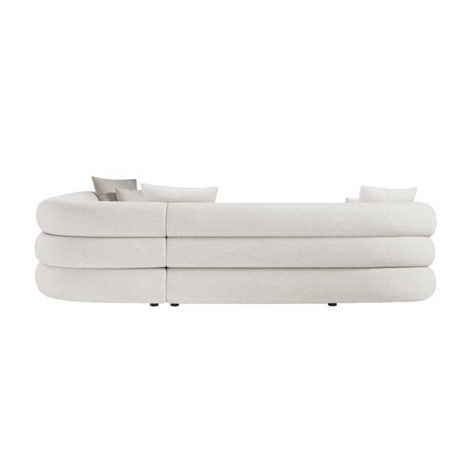 Cream Boucle Left Hand Facing 4 Seater Curved Corner Sofa - Zuri