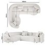 Cream Boucle Left Hand Facing 4 Seater Curved Corner Sofa - Zuri