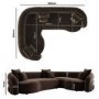 Brown Velvet Left Hand Facing 4 Seater Curved Corner Sofa - Zuri