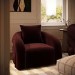 Modern Deep Red Velvet Armchair with Cushion - Zuri