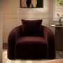 Modern Deep Red Velvet Armchair with Cushion - Zuri