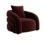 Modern Deep Red Velvet Armchair with Cushion - Zuri