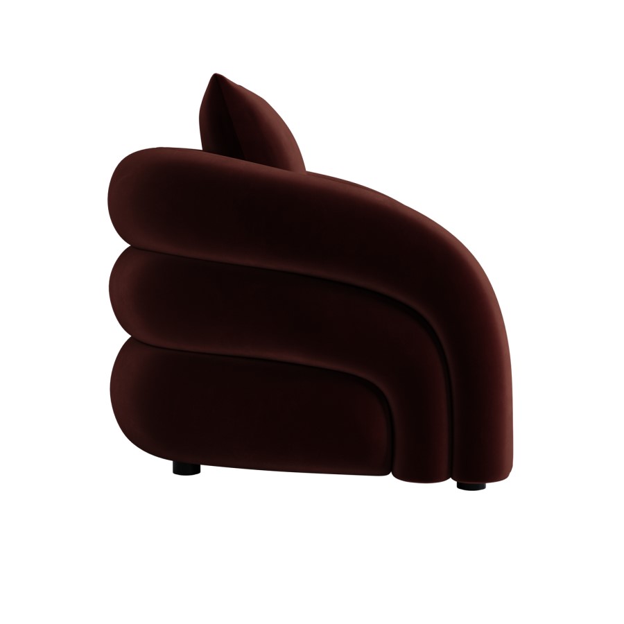Modern Deep Red Velvet Armchair with Cushion - Zuri