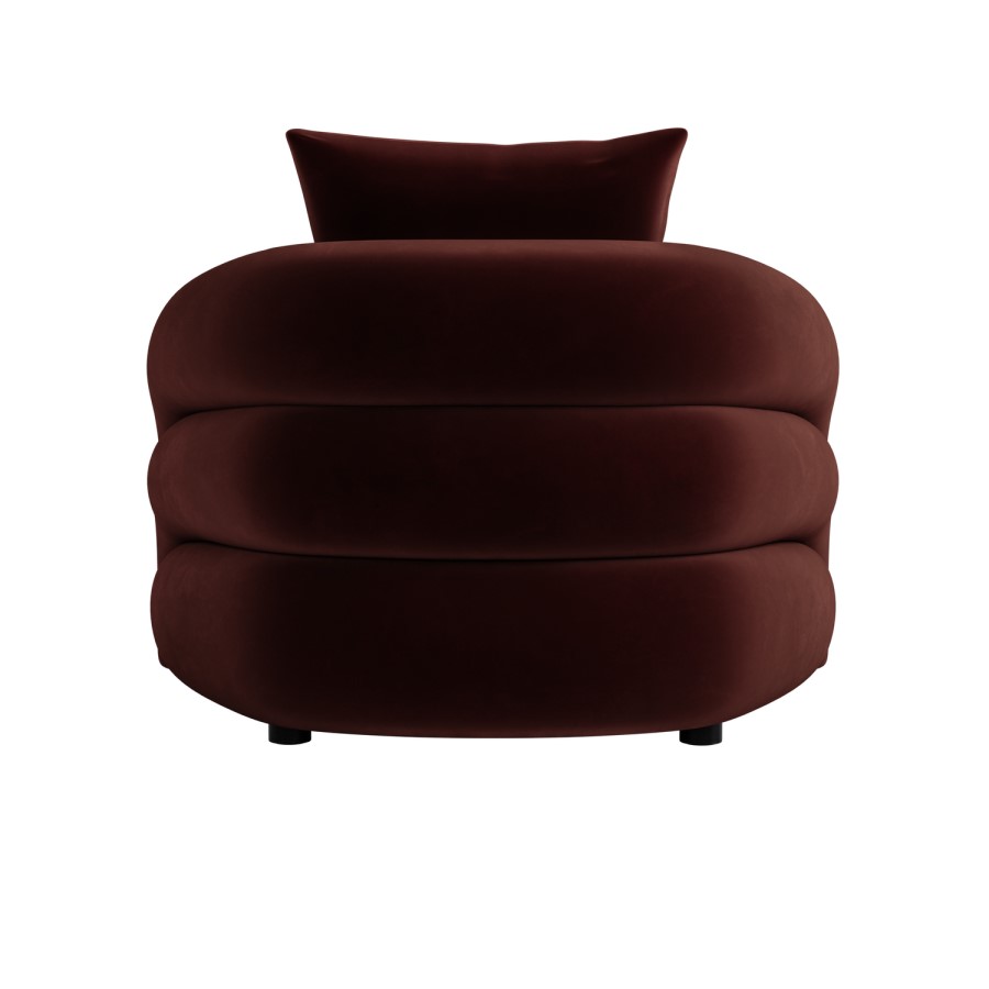 Modern Deep Red Velvet Armchair with Cushion - Zuri