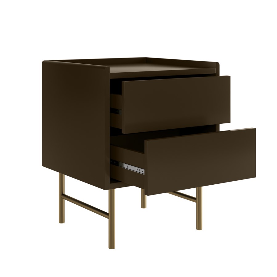 Khaki Green 2 Drawer Modern Bedside Table - Zane