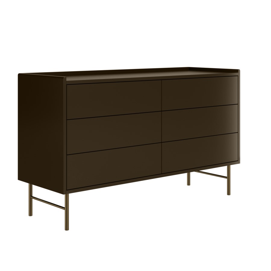 Wide Khaki Green Modern 6 Drawer Chest of Drawers - Zane