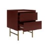 Burgundy 2 Drawer Modern Bedside Table - Zane