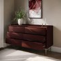 Wide Burgundy Modern 6 Drawer Chest of Drawers - Zane