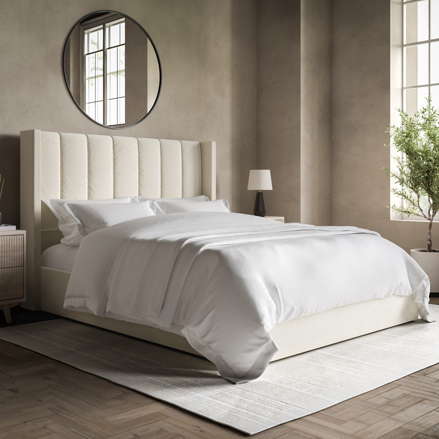 Cream Double Ottoman Beds
